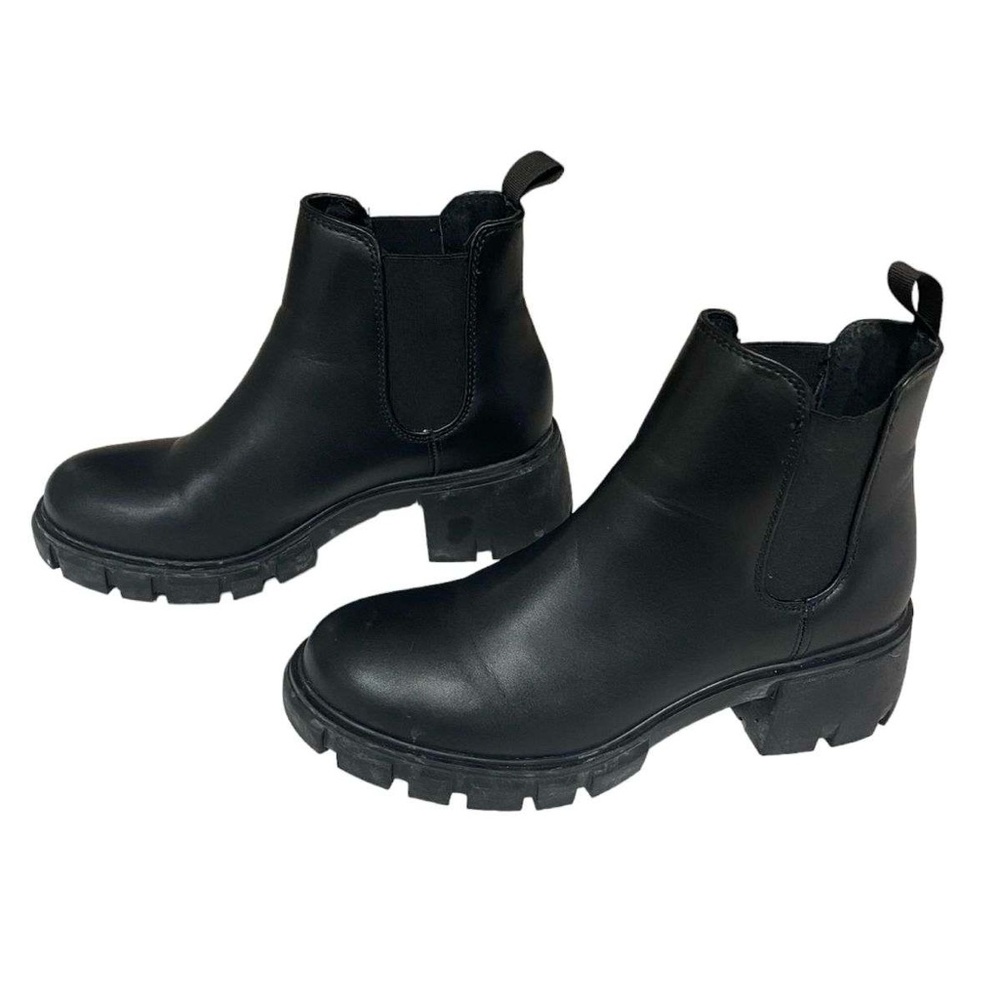 Steve Madden Womens Howler Black Chunky  Pull On Ankle Chelsea Boots Size 8.5